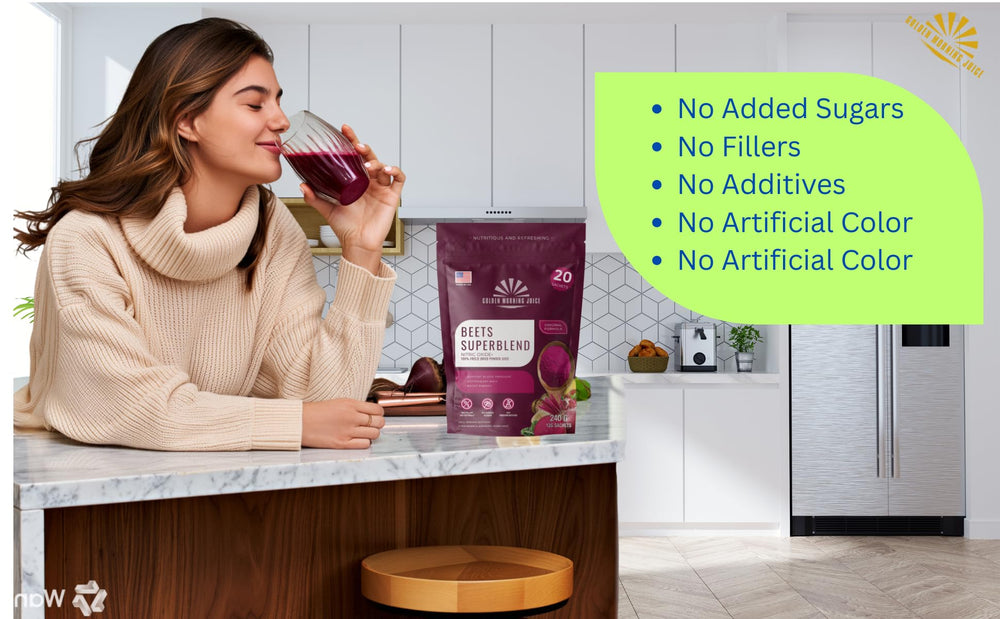 Single-serve sachets packaging for Beets Superfoods Blended Powder Juice