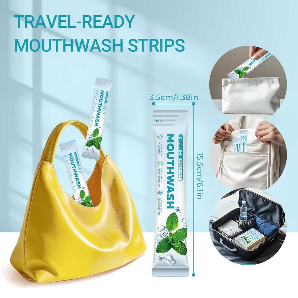 Close-up of a single 18ml mouthwash packet