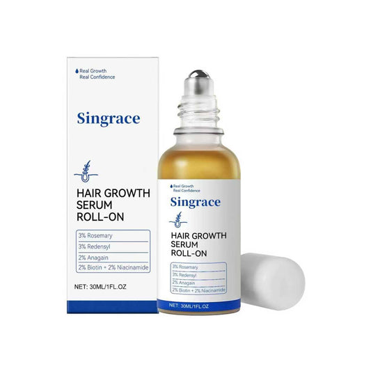 Singrace Hair Growth Serum bottle for easy daily scalp nourishment.