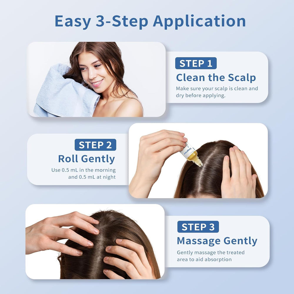 Singrace Serum on crown area demonstrates targeted application.