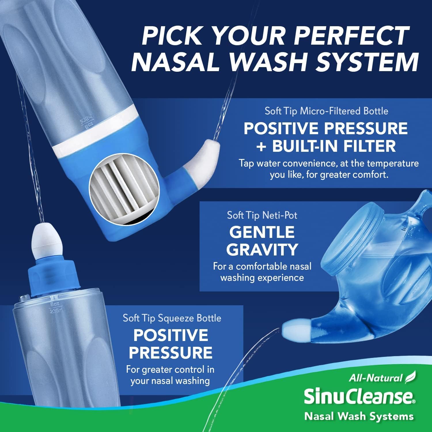 SinuCleanse soft tip neti pot daily-use setup supports routine nasal wellness.