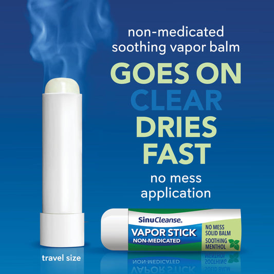 SinuCleanse Vapor Stick application glide demonstrating easy, touchless use for quick refresh.