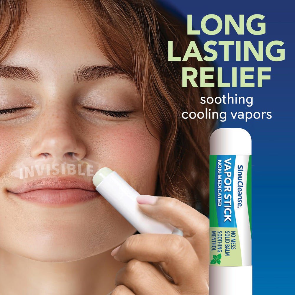 SinuCleanse Vapor Stick close-up with menthol for refreshing cooling sensation.