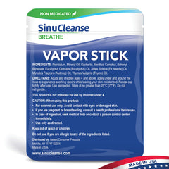 SinuCleanse Vapor Stick made-in-usa label emphasizes quality and safety.