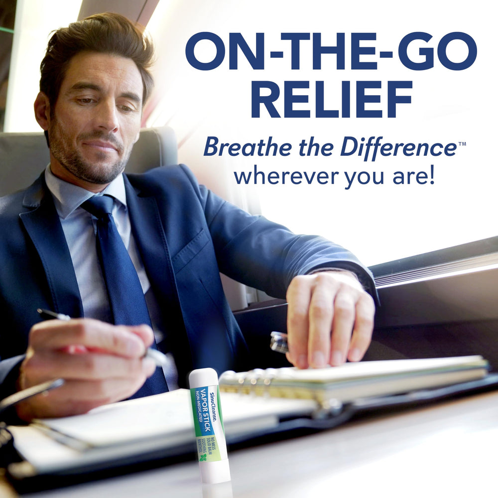 SinuCleanse Vapor Stick travel-size format fits in a pocket.