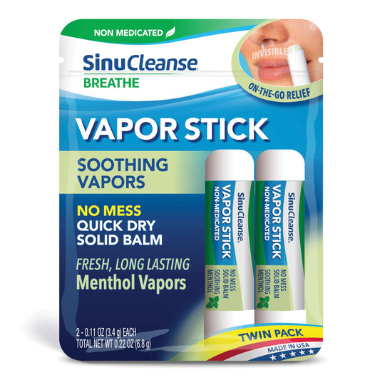 SinuCleanse Vapor Stick twin-pack shown for on-the-go relief.
