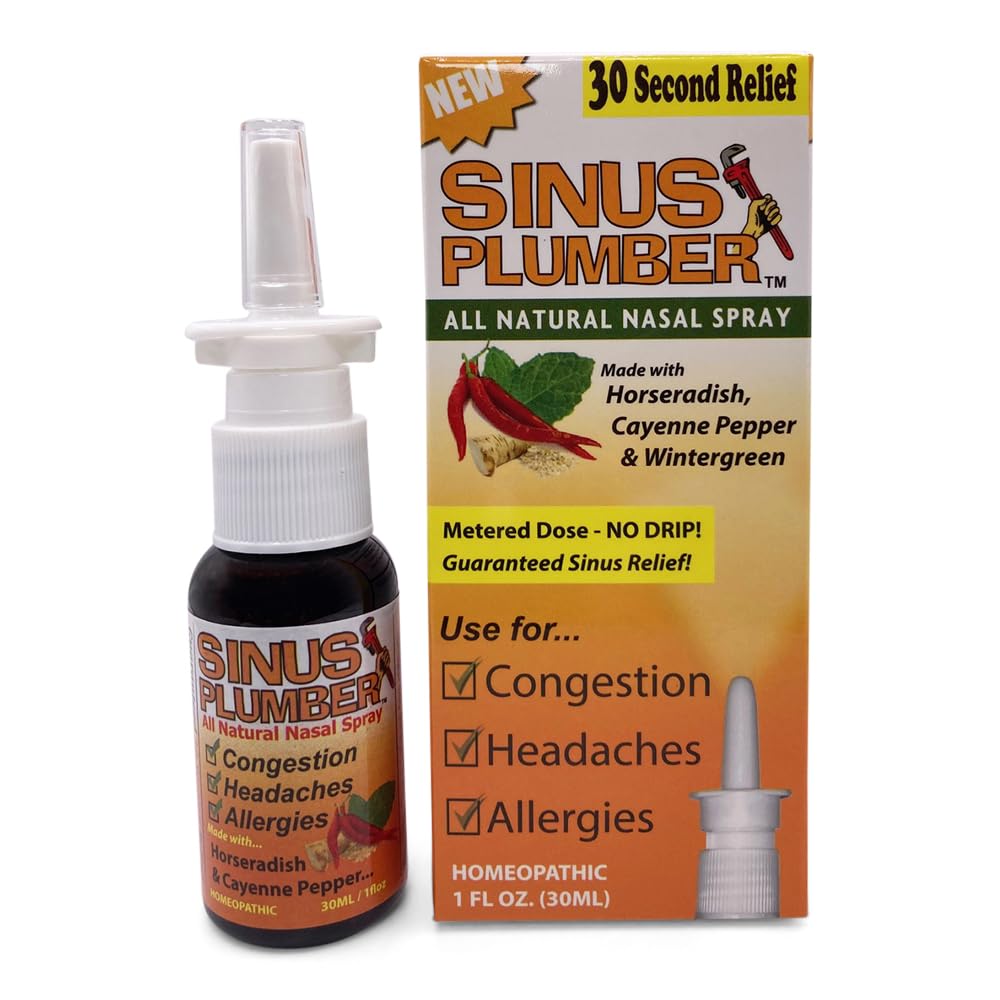 Sinus Plumber Pepper Nasal Spray bottle focused on congestion relief with an all-natural formula.