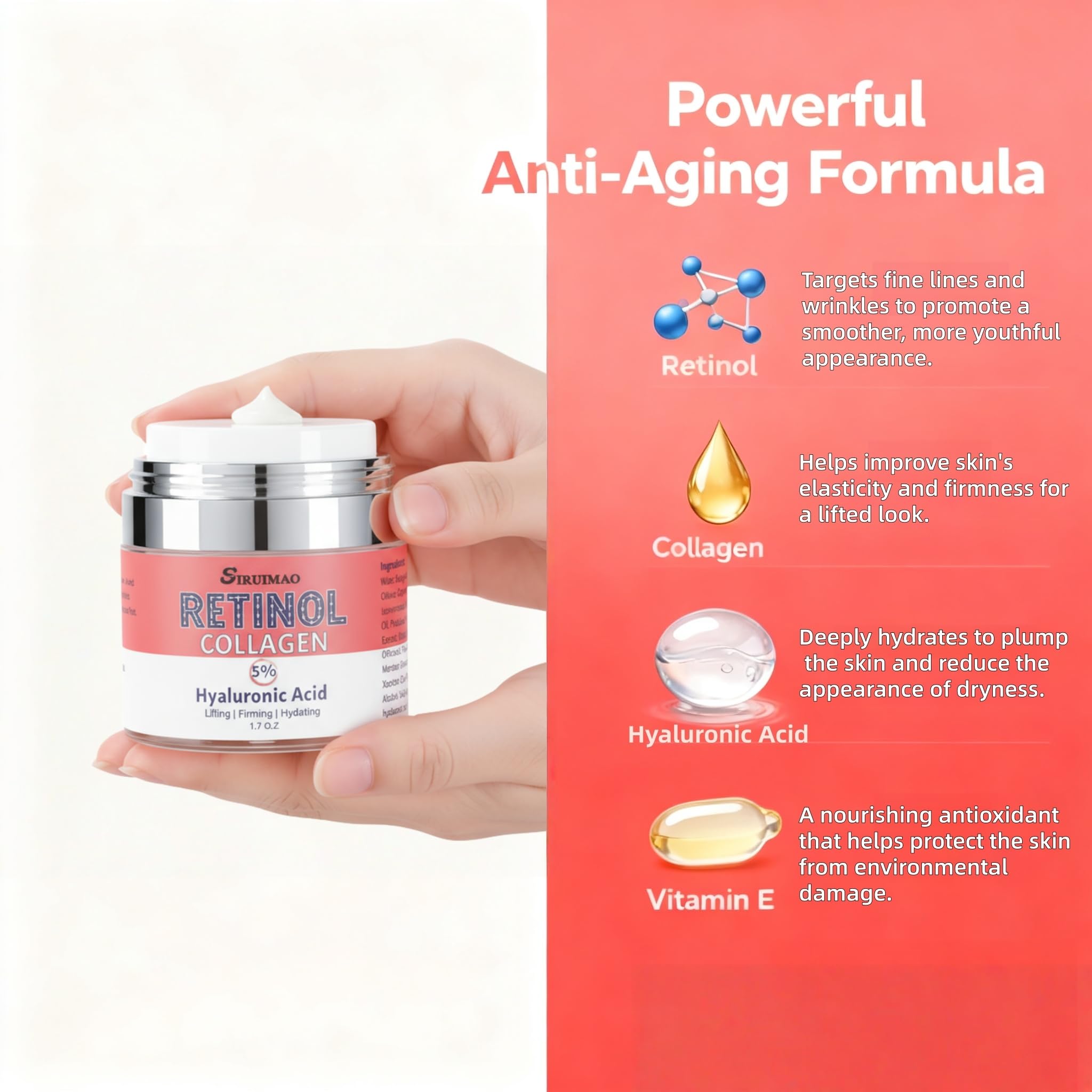SIRUIMAO antiaging cream being applied with smooth motion.