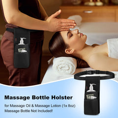 Front pocket layout showing large pocket and smaller pocket for massage bottles