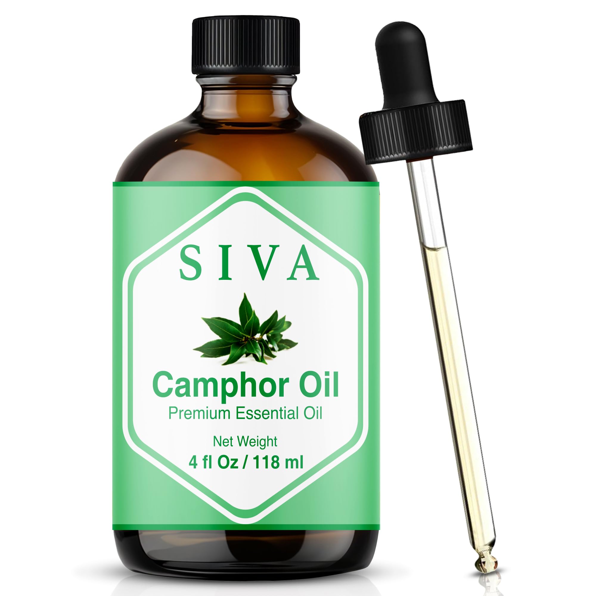Siva Camphor Essential Oil bottle, 4 oz with label