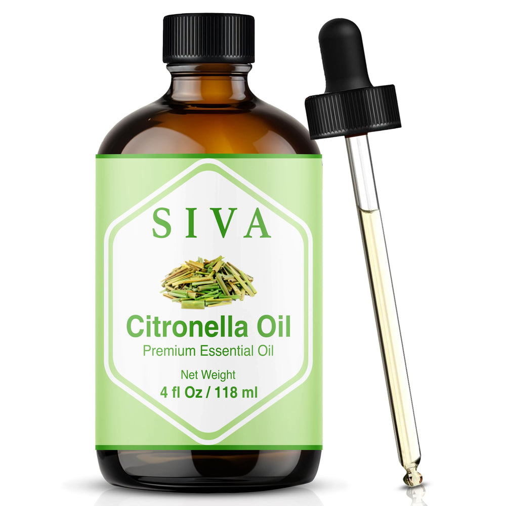 Bottle of Siva Citronella Essential Oil 4oz with dropper