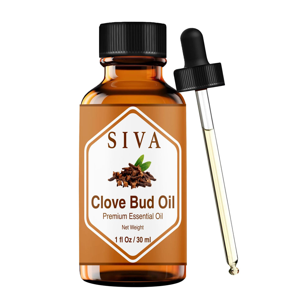SIVA Clove Bud Essential Oil 1oz bottle with dropper