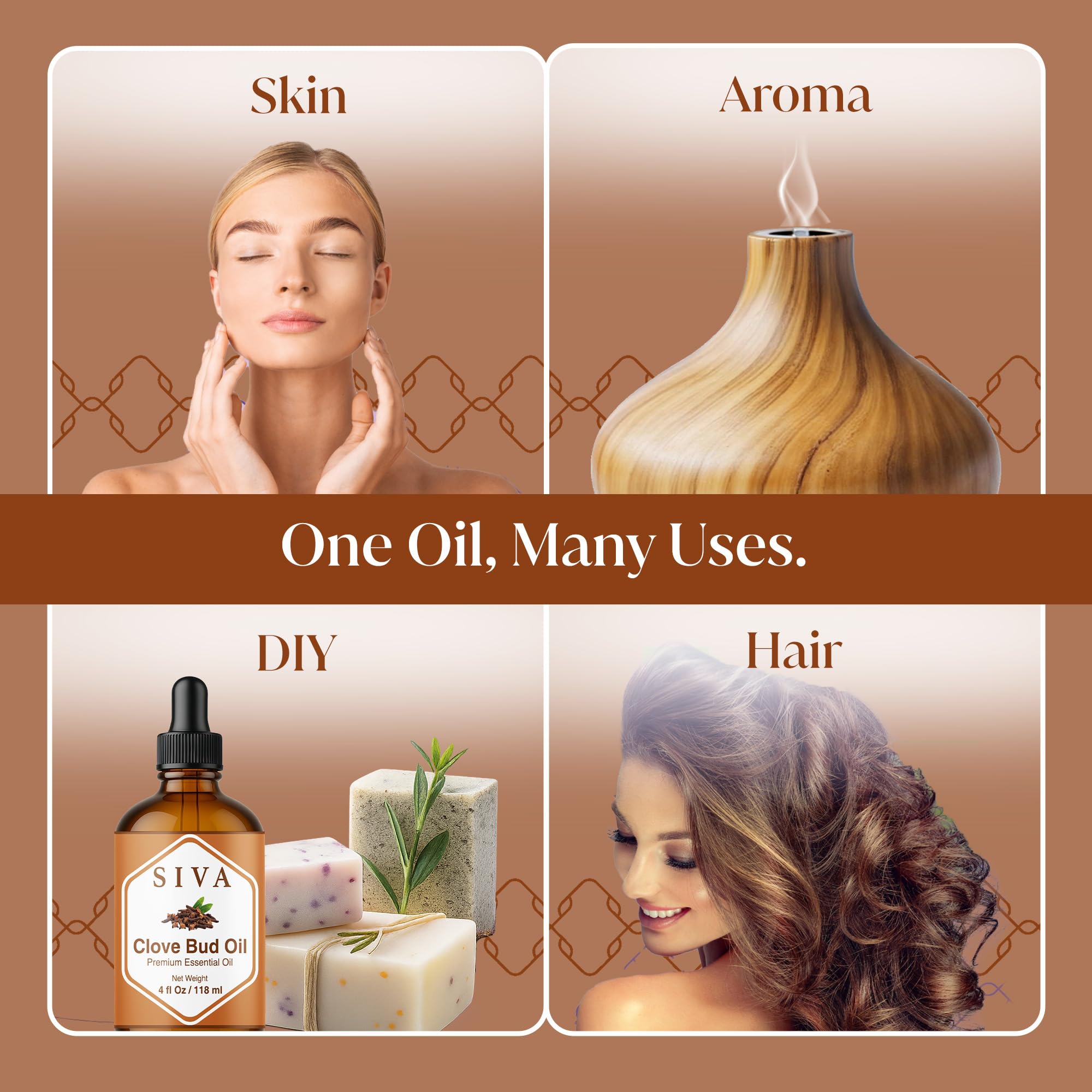 Hair care: Clove Bud essential oil blended with carrier oil for scalp massage