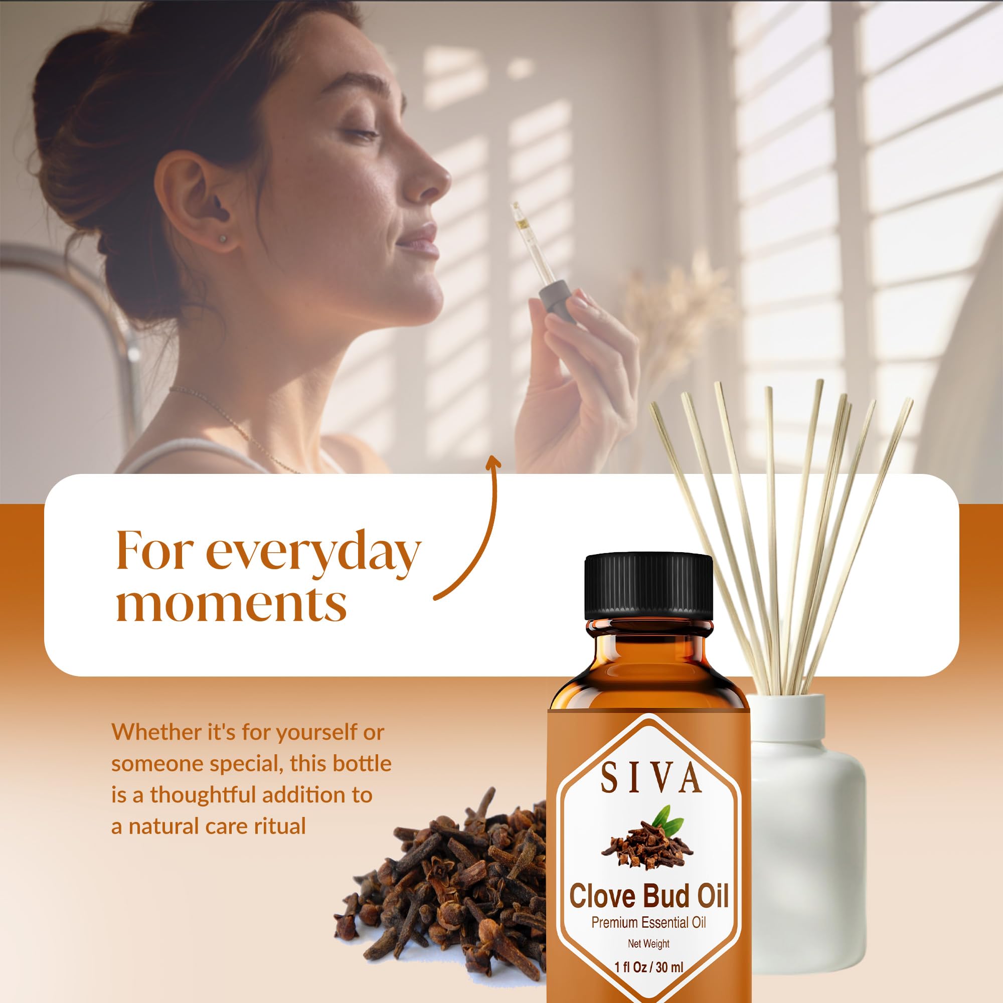 SIVA Clove Bud Essential Oil product label and packaging