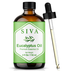 Siva Eucalyptus Essential Oil 4oz bottle with dropper