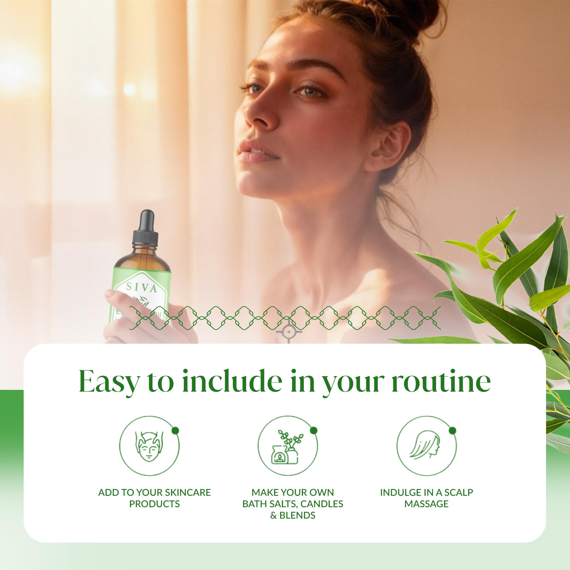 Siva Eucalyptus Essential Oil used in skincare routine