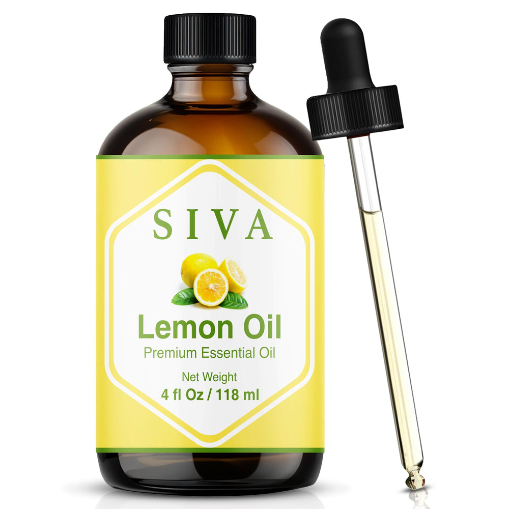 SIVA Lemon Essential Oil 4oz bottle with dropper