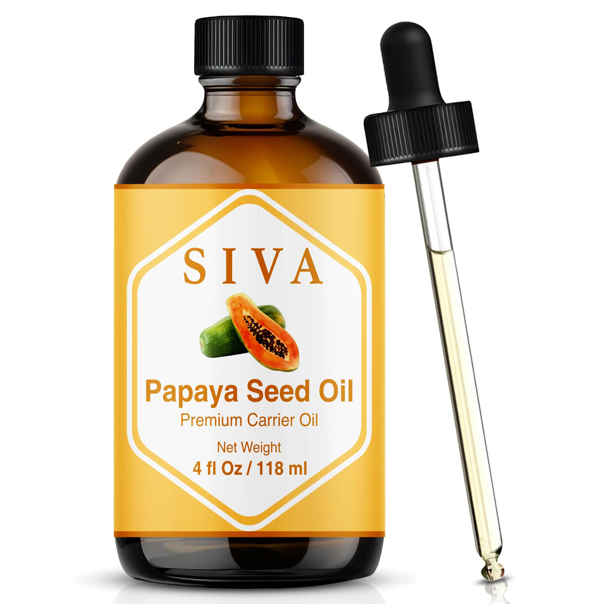 SIVA Papaya Seed Oil bottle front, premium oil for skin and hair care.