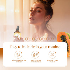SIVA Papaya Seed Oil texture close-up, natural cold-pressed clarity.