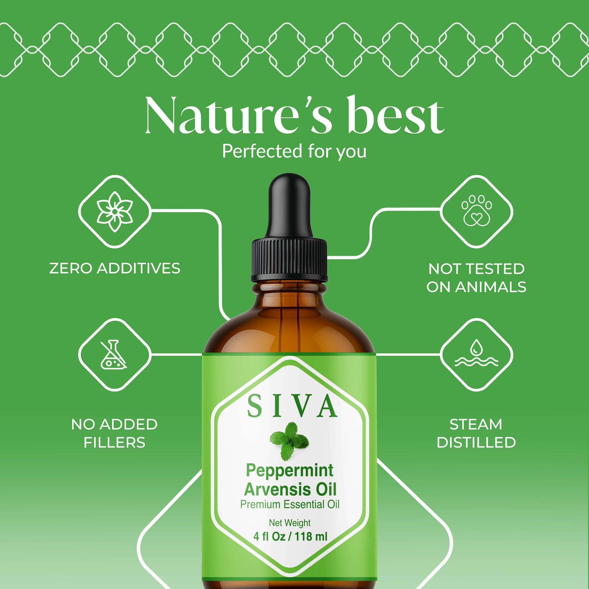 Siva Peppermint Arvensis Essential Oil 4oz with dropper