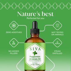 Siva Peppermint Arvensis Essential Oil 4oz with dropper