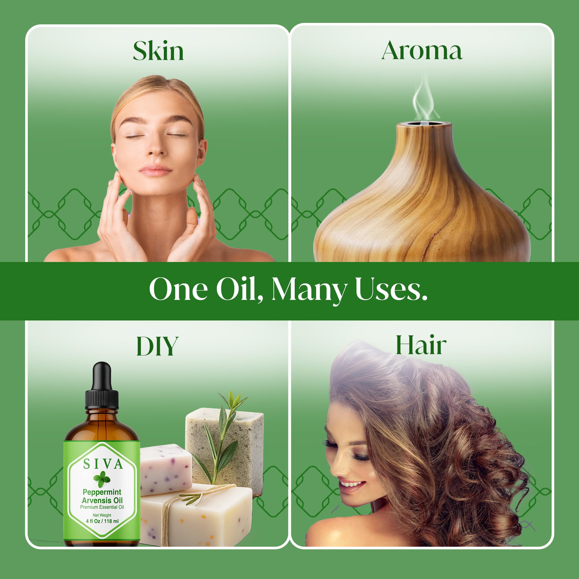 Peppermint Arvensis essential oil applied to skin
