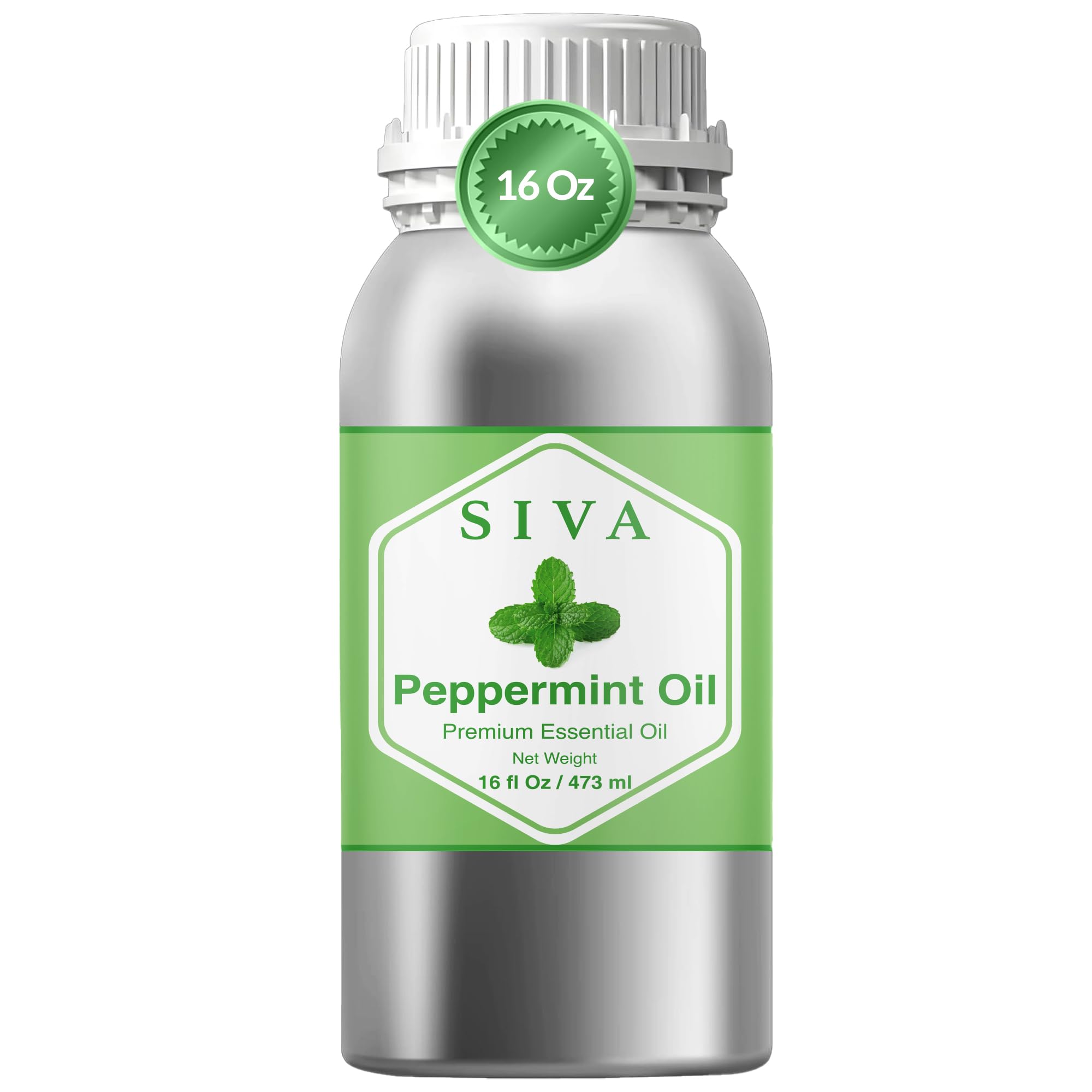 Siva Peppermint Essential Oil 16 oz bottle