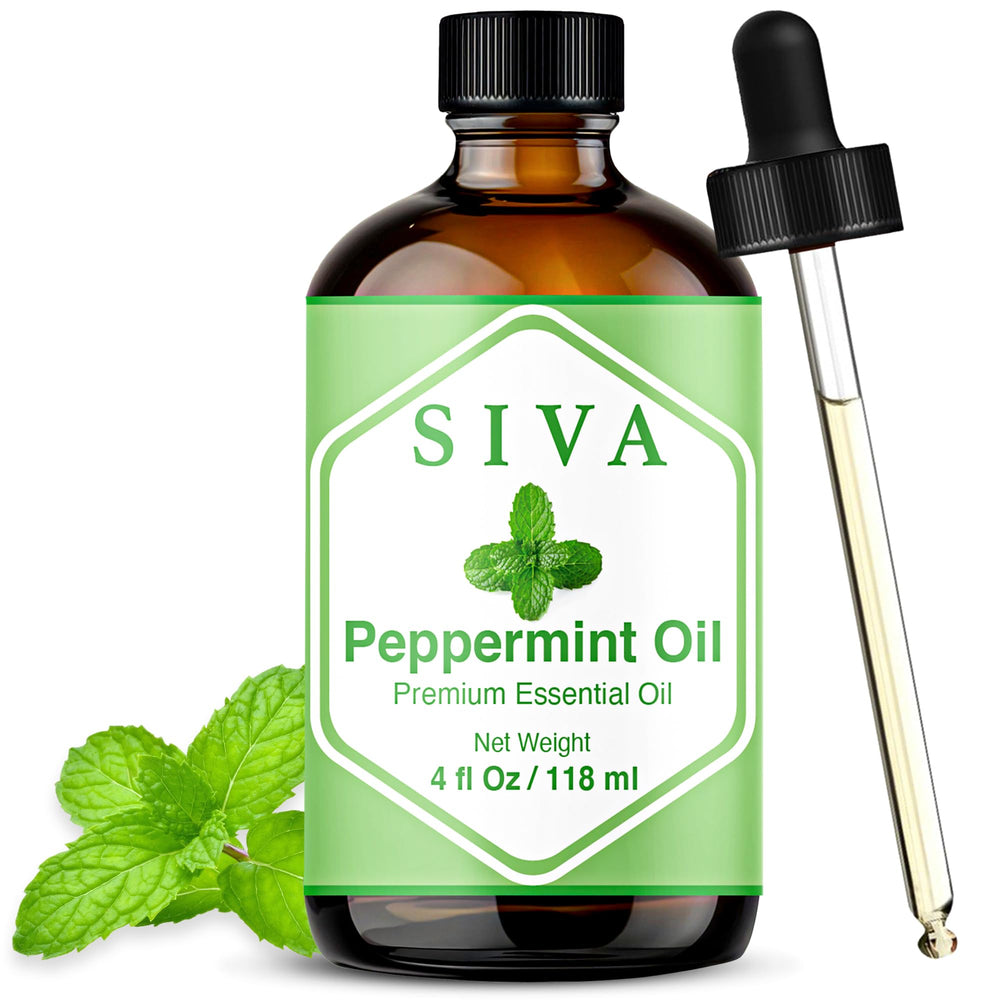 SIVA Peppermint Essential Oil 4oz bottle with label