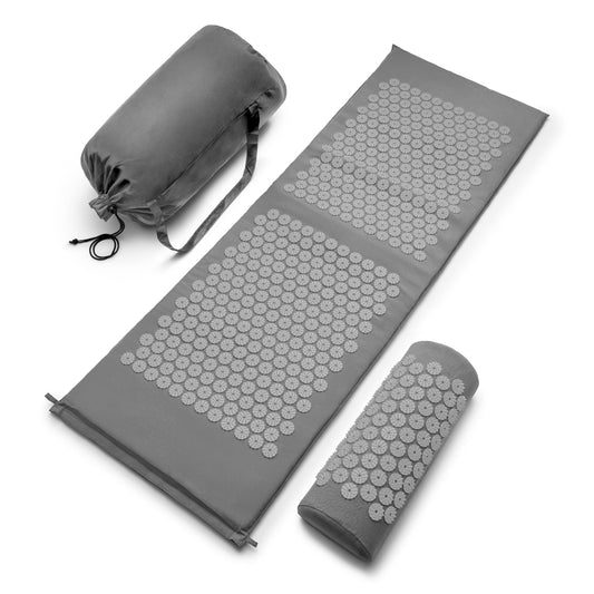 Sivan Health Acupressure Mat and Pillow Set laid flat with massage points visible