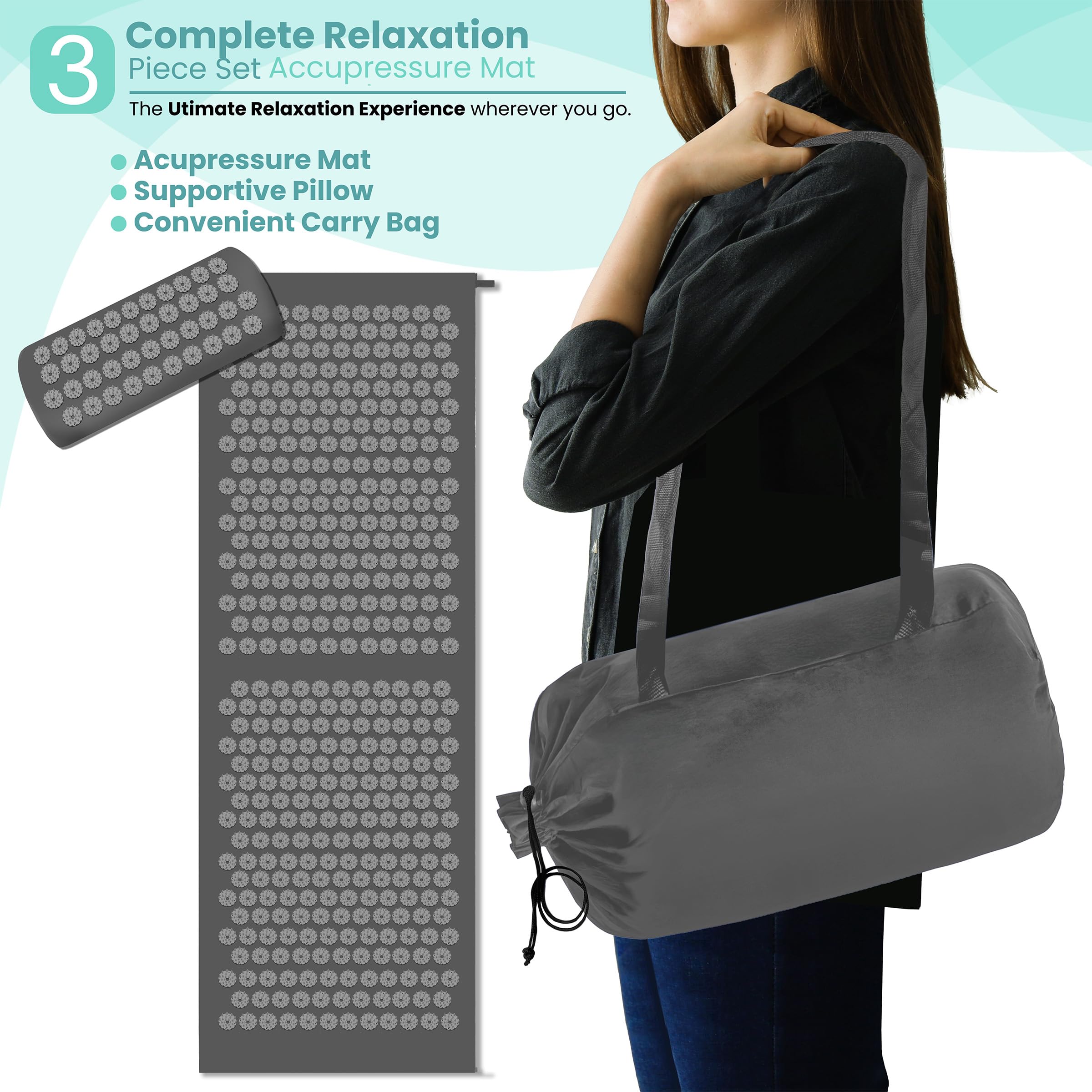 Person meditating on the acupressure mat in a calm space