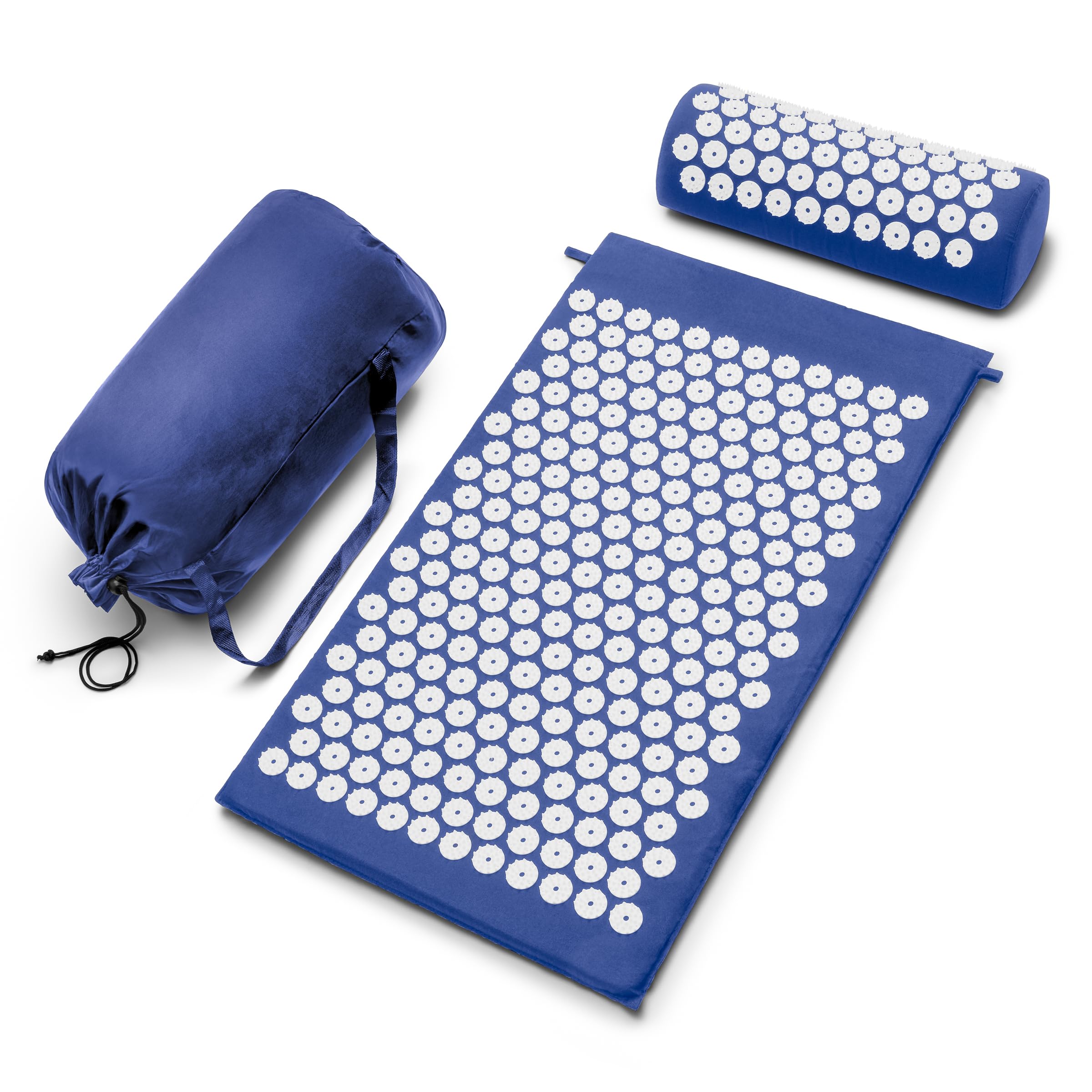 Sivan Acupressure Mat and Pillow Set laid out with carry bag