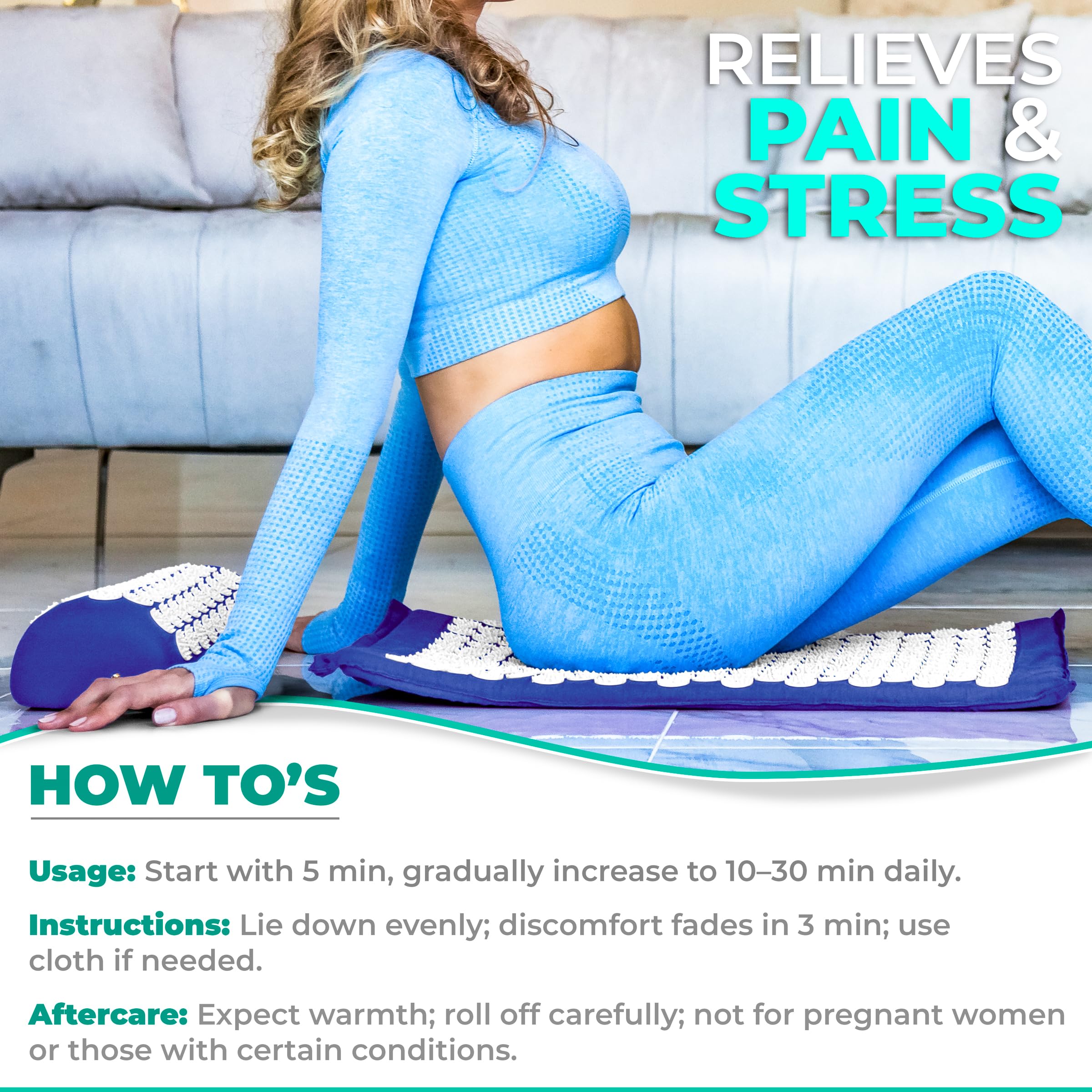 Acupressure pillow supporting neck and lower back