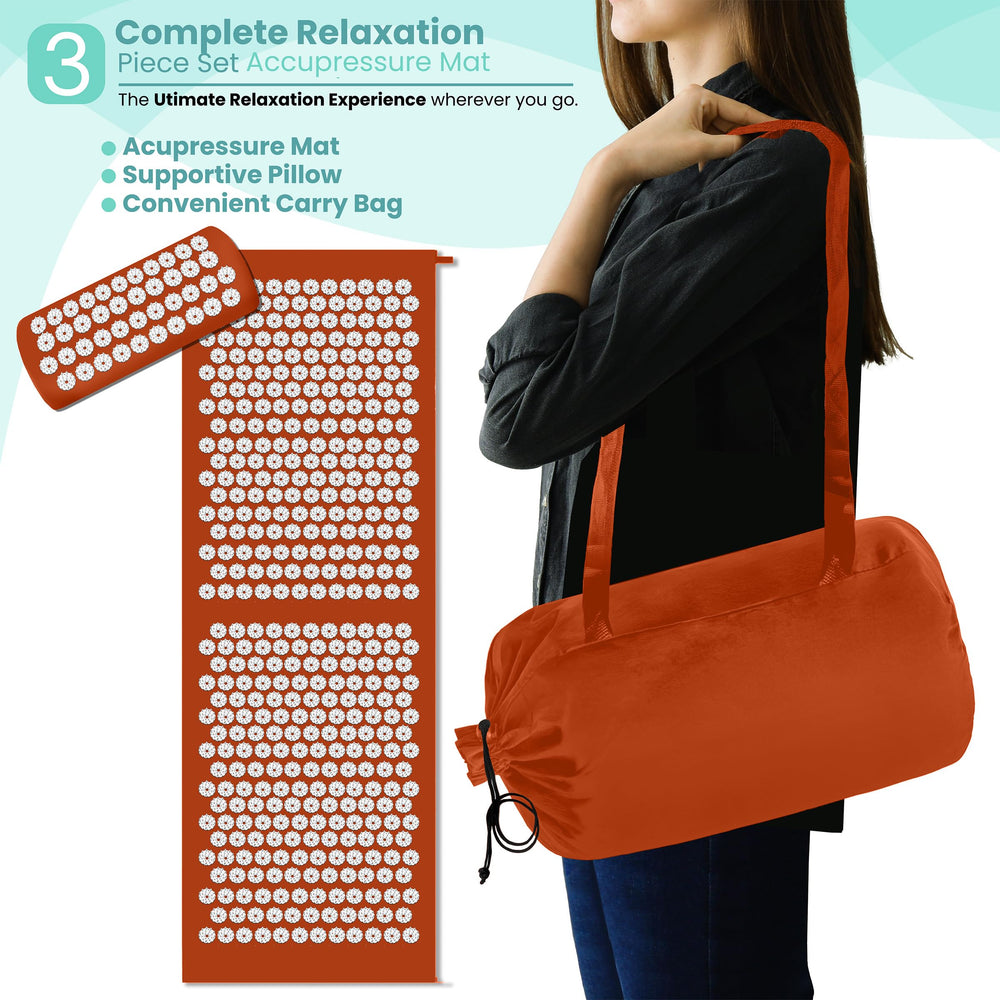 Person using the mat for back and neck relief