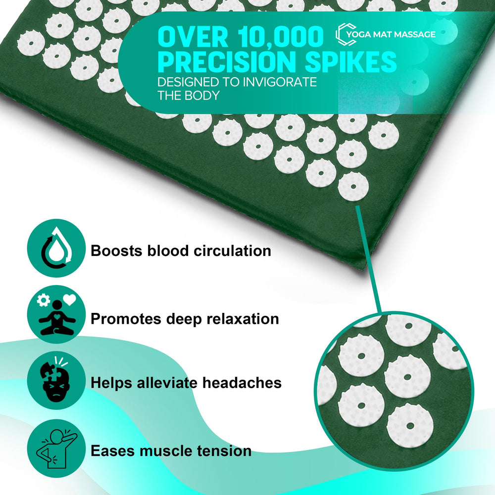Acupressure mat and pillow set with carry bag