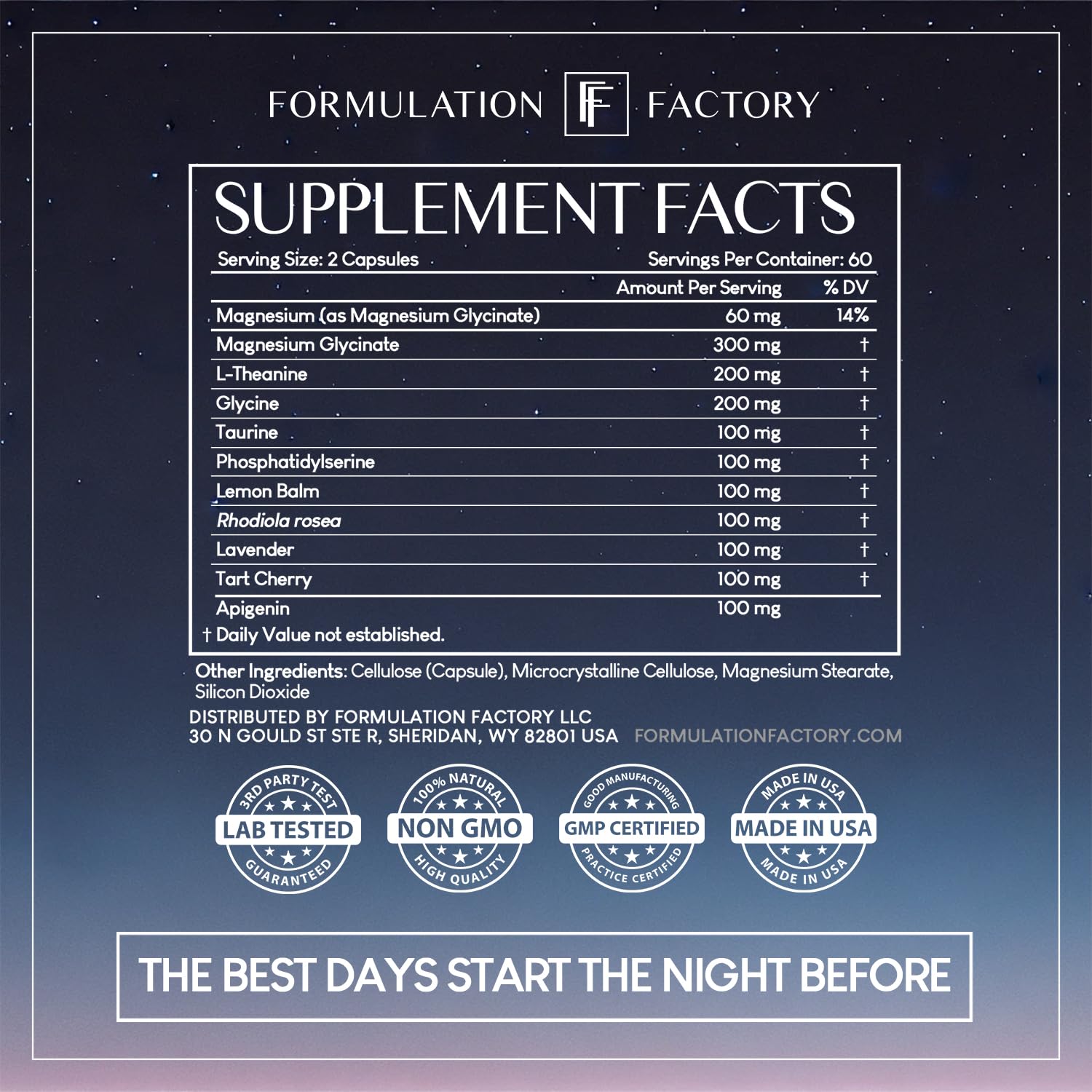 Six-month supply packaging for Night Before sleep supplement