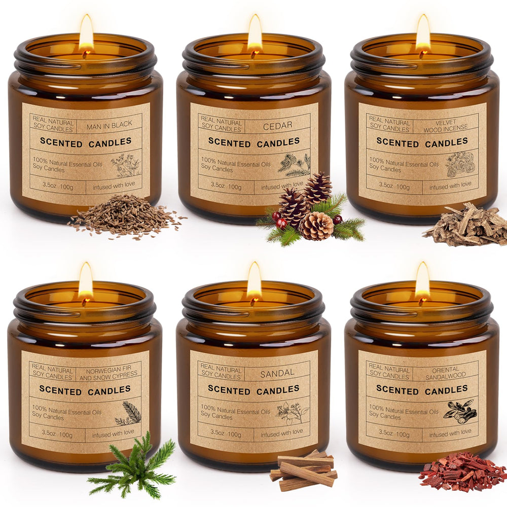 Six-pack scented candles set in gift-ready box