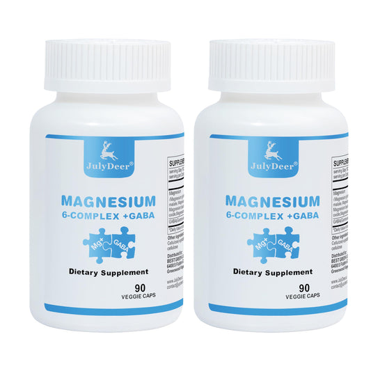 Two bottles of Sixfold Magnesium Complex on white background