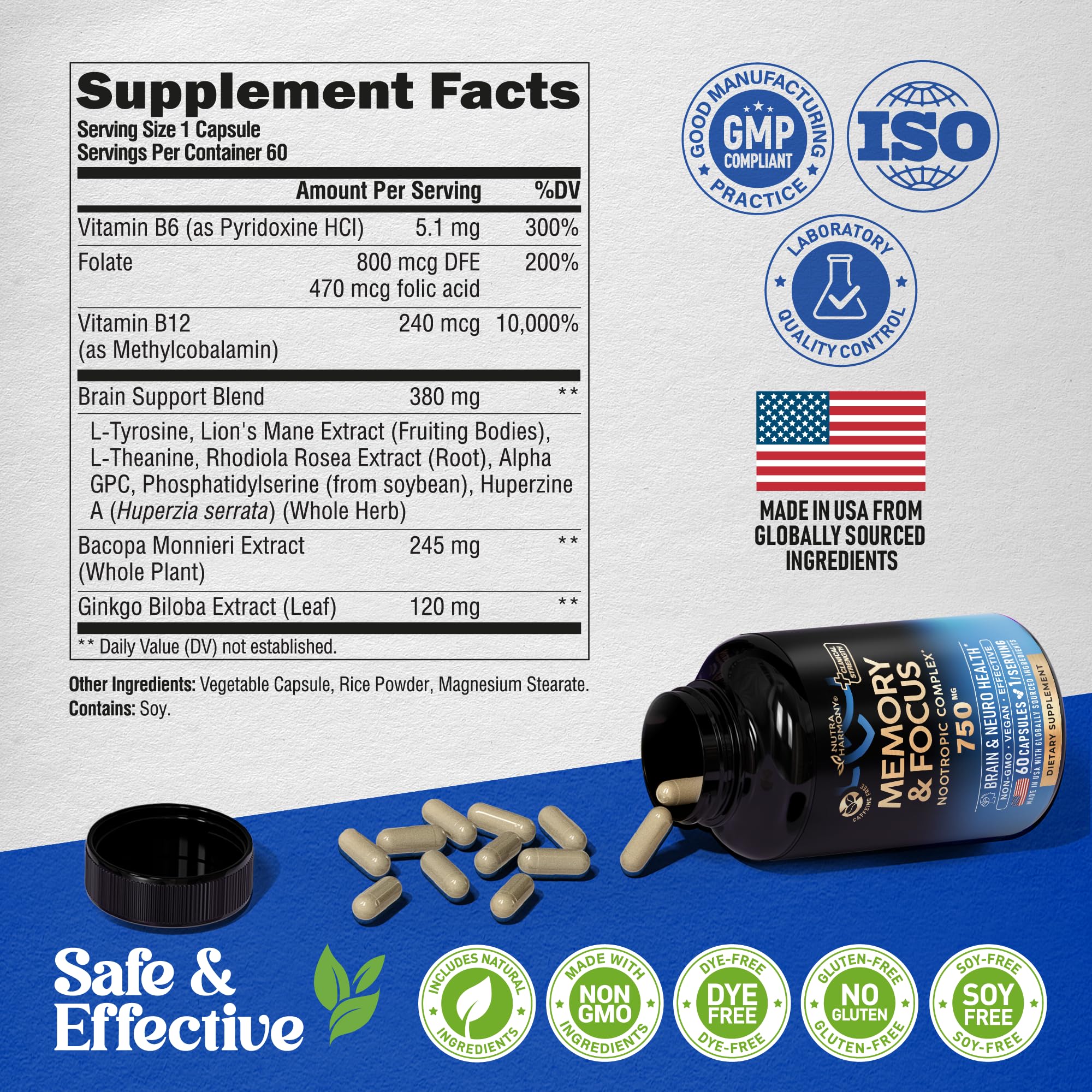 60 capsules bottle standing upright