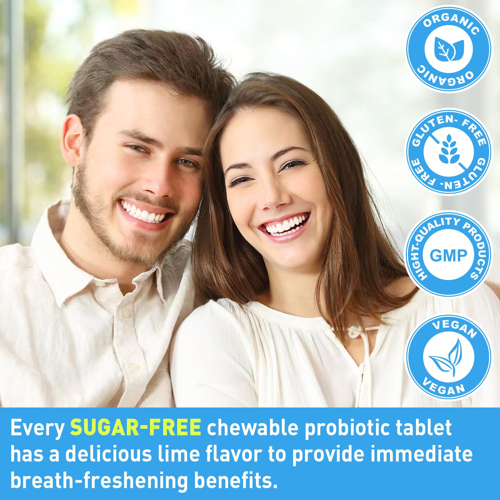 60-day supply of sugar-free chewable probiotic lozenges