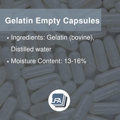 Transparent view of size 0 empty capsules made from beef gelatin