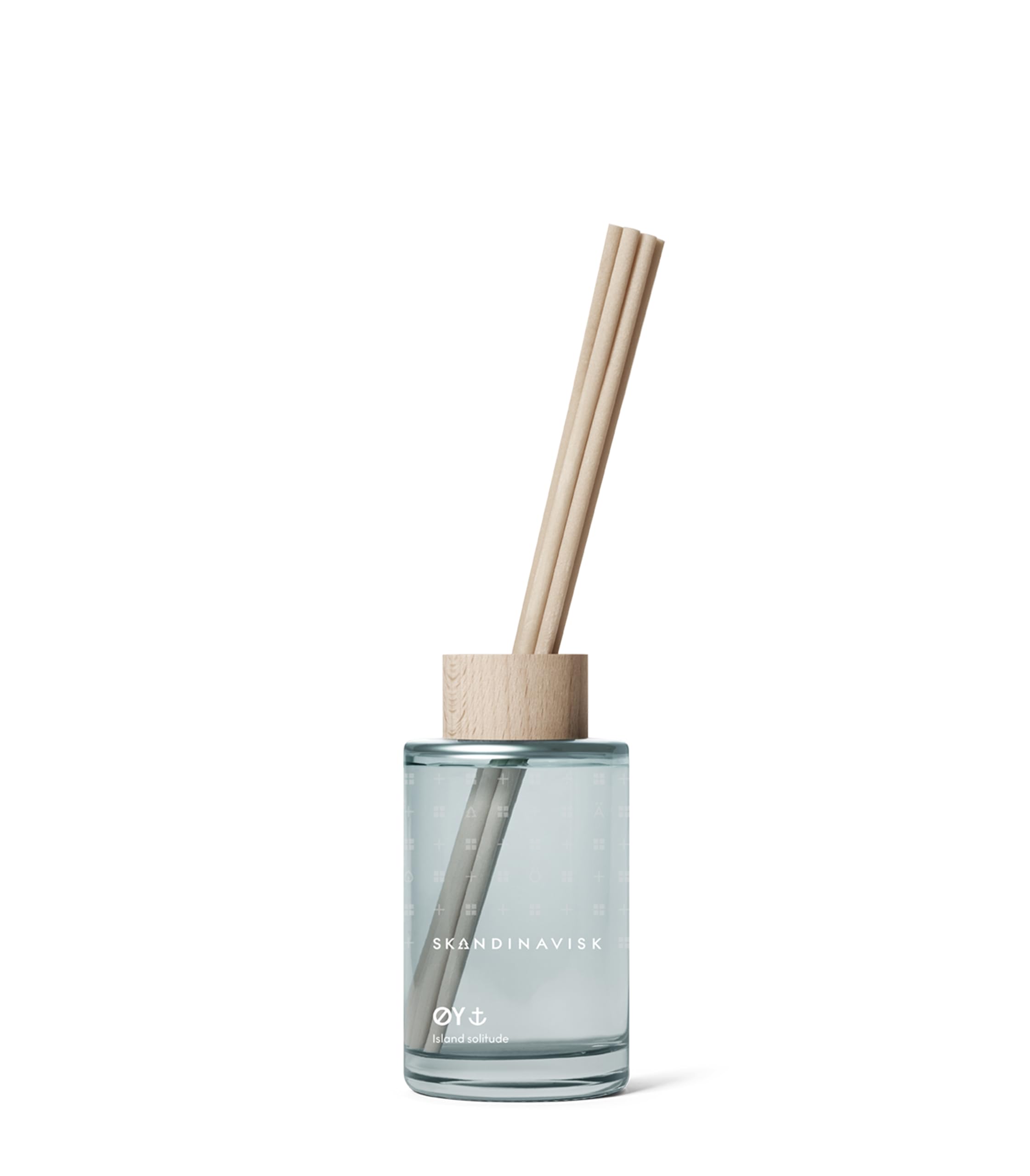 Painted glass vase diffuser with decorative FSC-certified beechwood ring