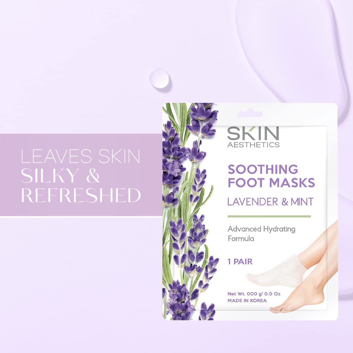 Applying Skin Aesthetics foot mask for soothing relief on feet.