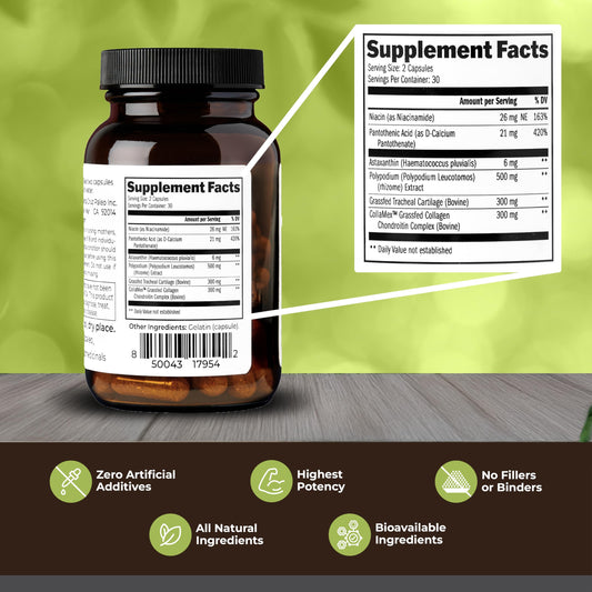 Close-up of Skin & Eye Supplement bottle label