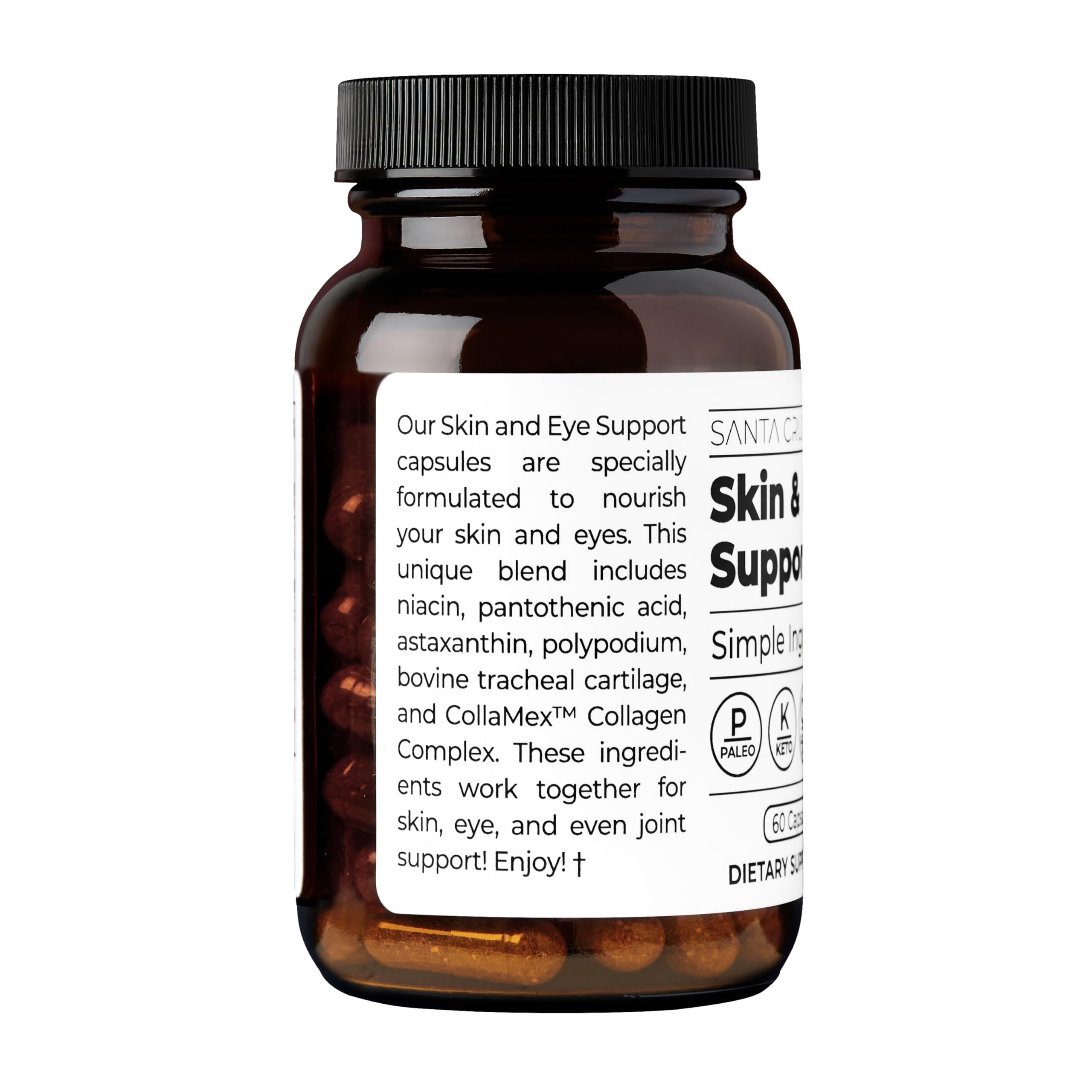 Skin & Eye Supplement bottle with 90 capsules