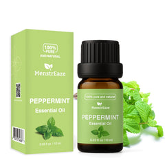 Peppermint essential oil 10ml bottle close-up