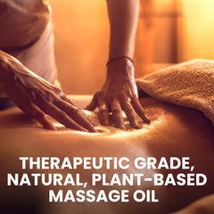 Hands applying massage oil to skin showing softening and firming effect