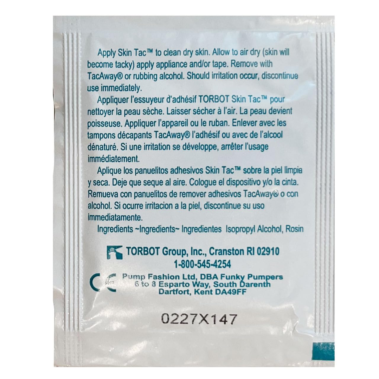 Skin-Tac adhesive wipes texture closeup demonstrates skin-friendly prep