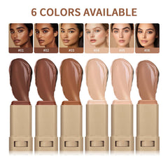 Skin Tint & Contour Stick glide test shows weightless coverage on the skin.