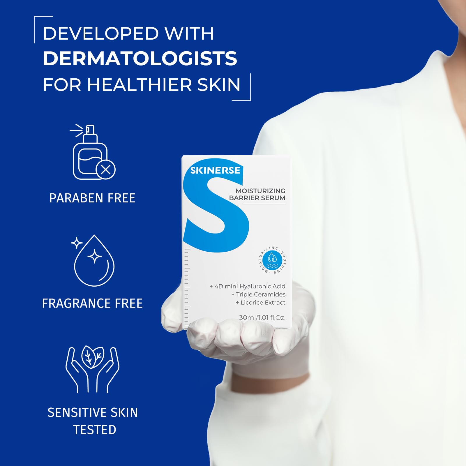 Texture close-up reveals a light, quick-absorbing serum.