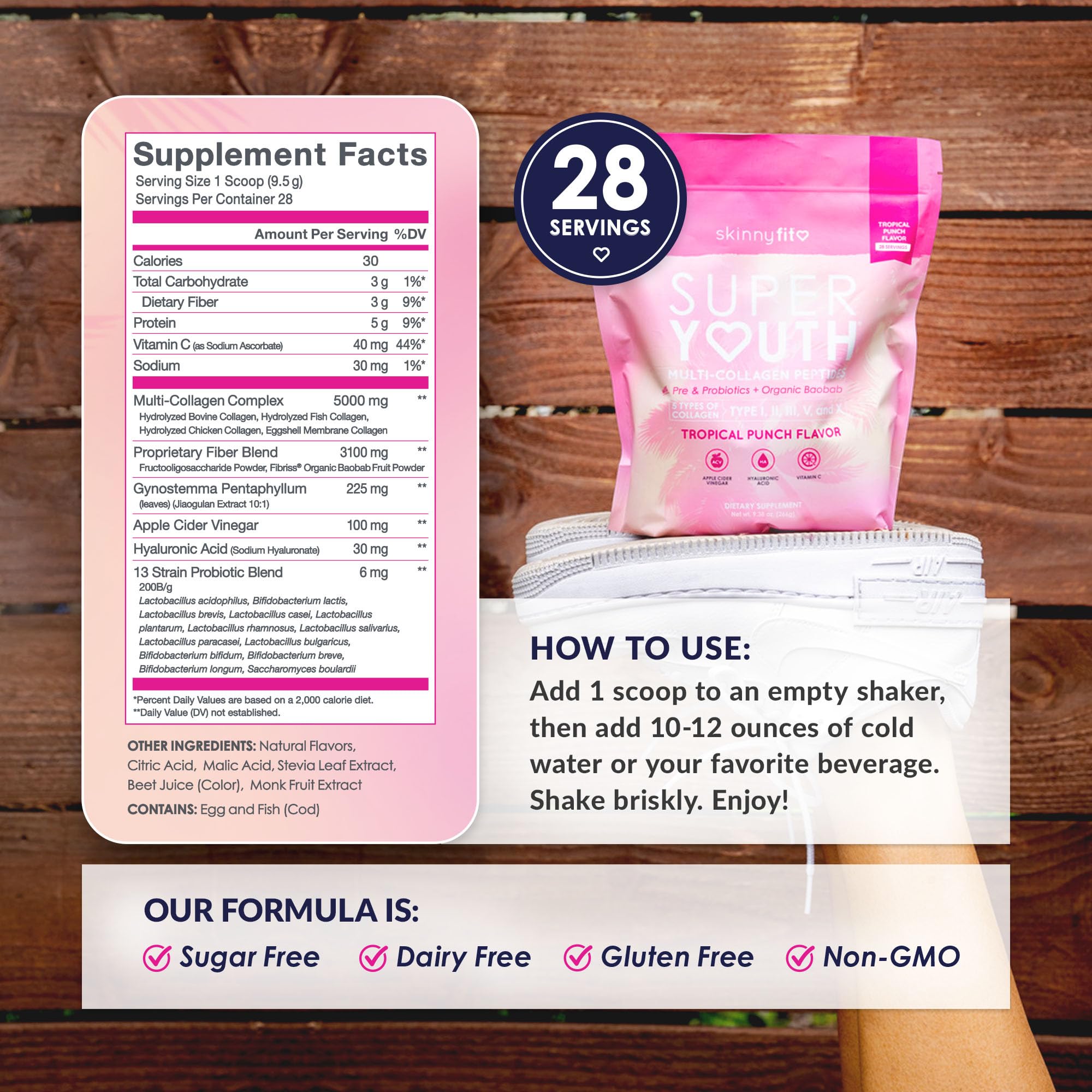 Back of bottle with supplement facts and nutrition information